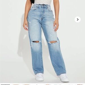 Petite Ripped Straight Leg Jeans